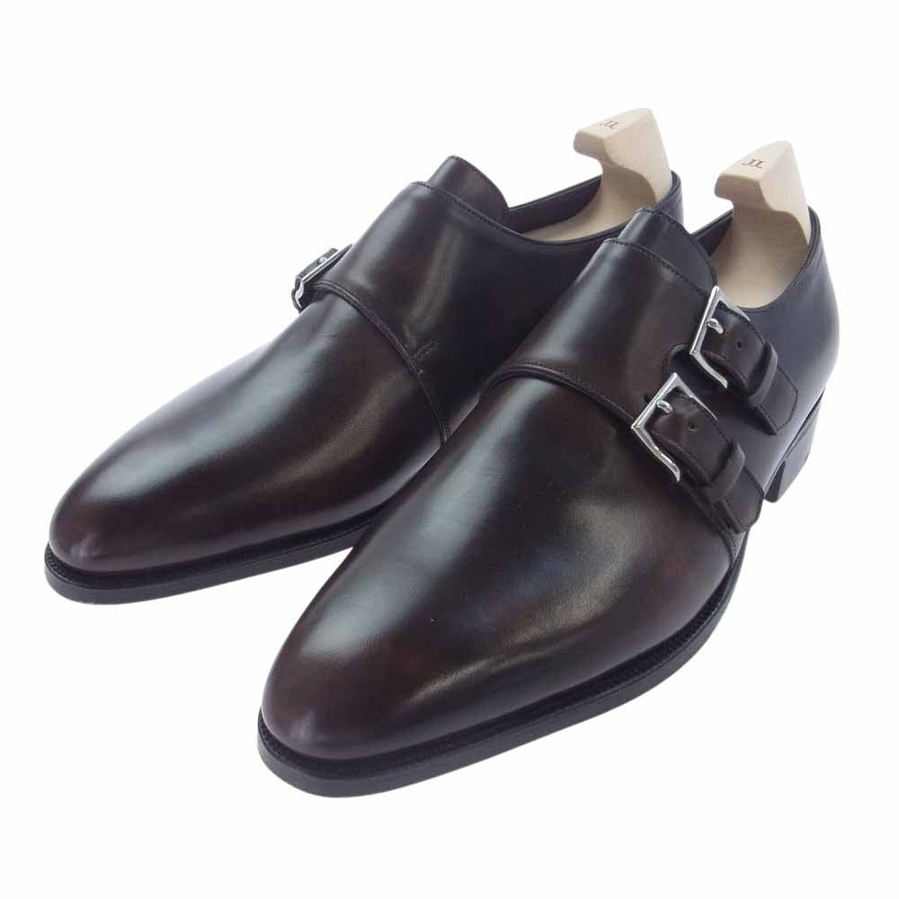John Lobb ジョンロブ NASEBY ナセビー ミュージアム カーフ レザー ダブルモンクストラップ シューズ ブラウン系 7EE【新古品】【未使用】【中古】