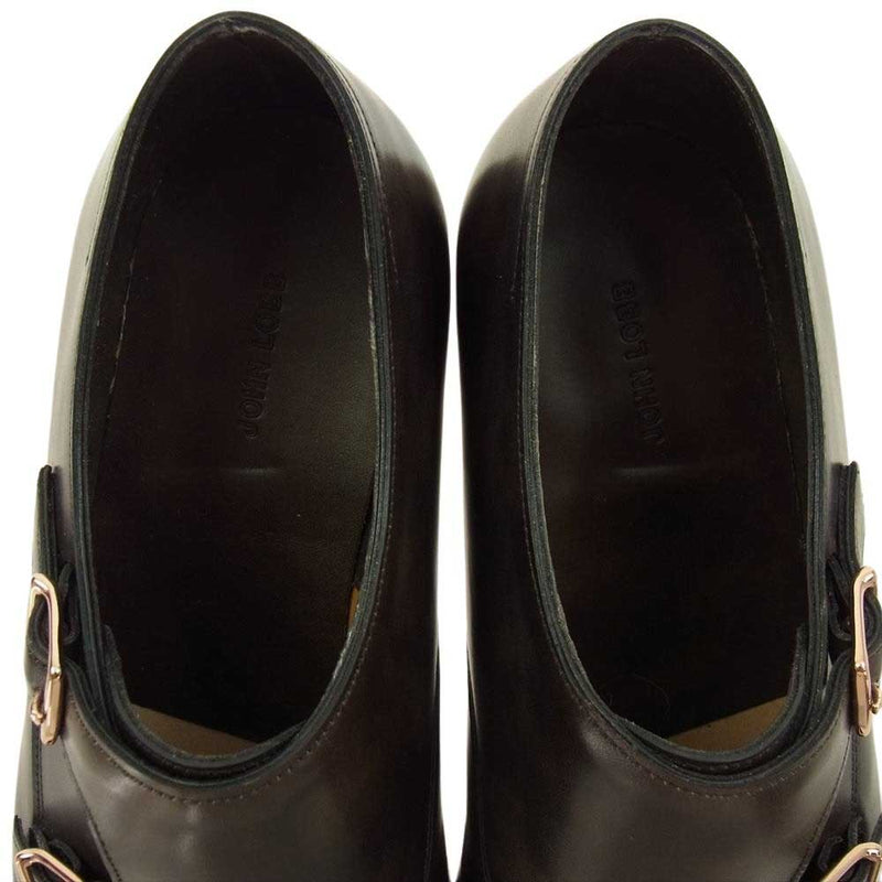 John Lobb ジョンロブ PHILIP II フィリップ2 DOUBLE BUCKLE ダブルバックル ダブルモンク レザー シューズ ダークブラウン系 7【新古品】【未使用】【中古】