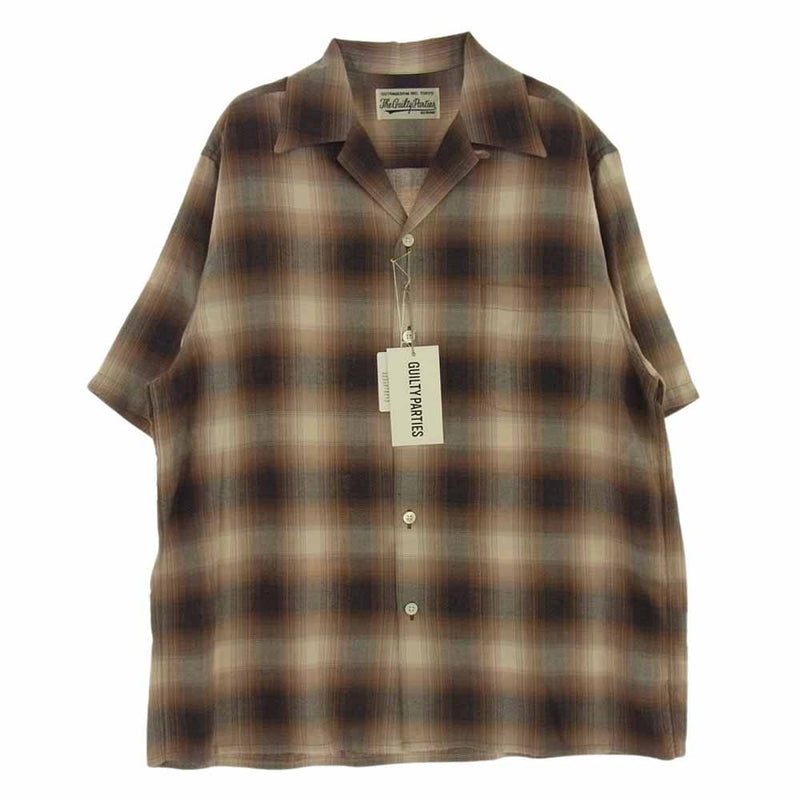 WACKO MARIA ワコマリア 24SS 24SS-WMS-OC10 OMBRE CHECK OPEN COLLAR SHIRT S/S ( TYPE-1 )  オンプレチェック レーヨン オープンカラー 半袖 シャツ ブラウン系 S【極上美品】【中古】