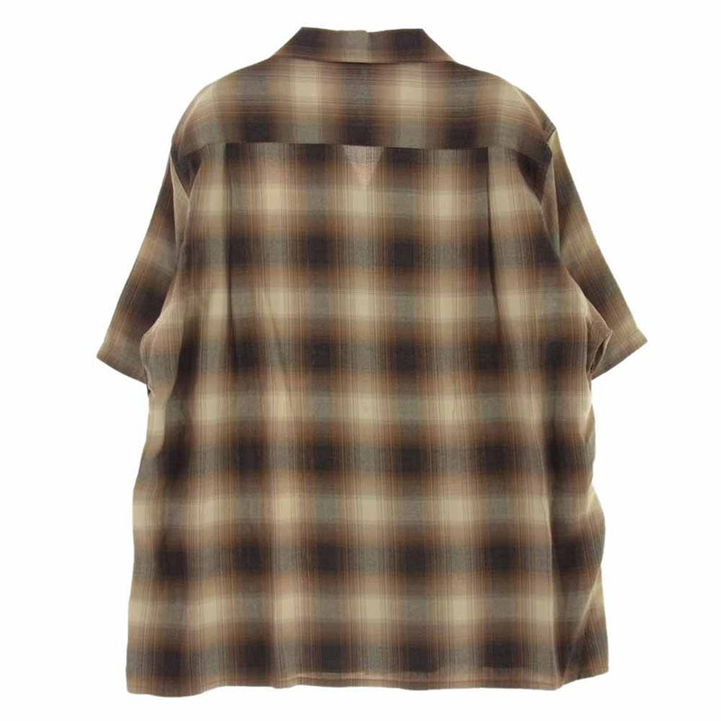 WACKO MARIA ワコマリア 24SS 24SS-WMS-OC10 OMBRE CHECK OPEN COLLAR SHIRT S/S ( TYPE-1 )  オンプレチェック レーヨン オープンカラー 半袖 シャツ ブラウン系 S【極上美品】【中古】