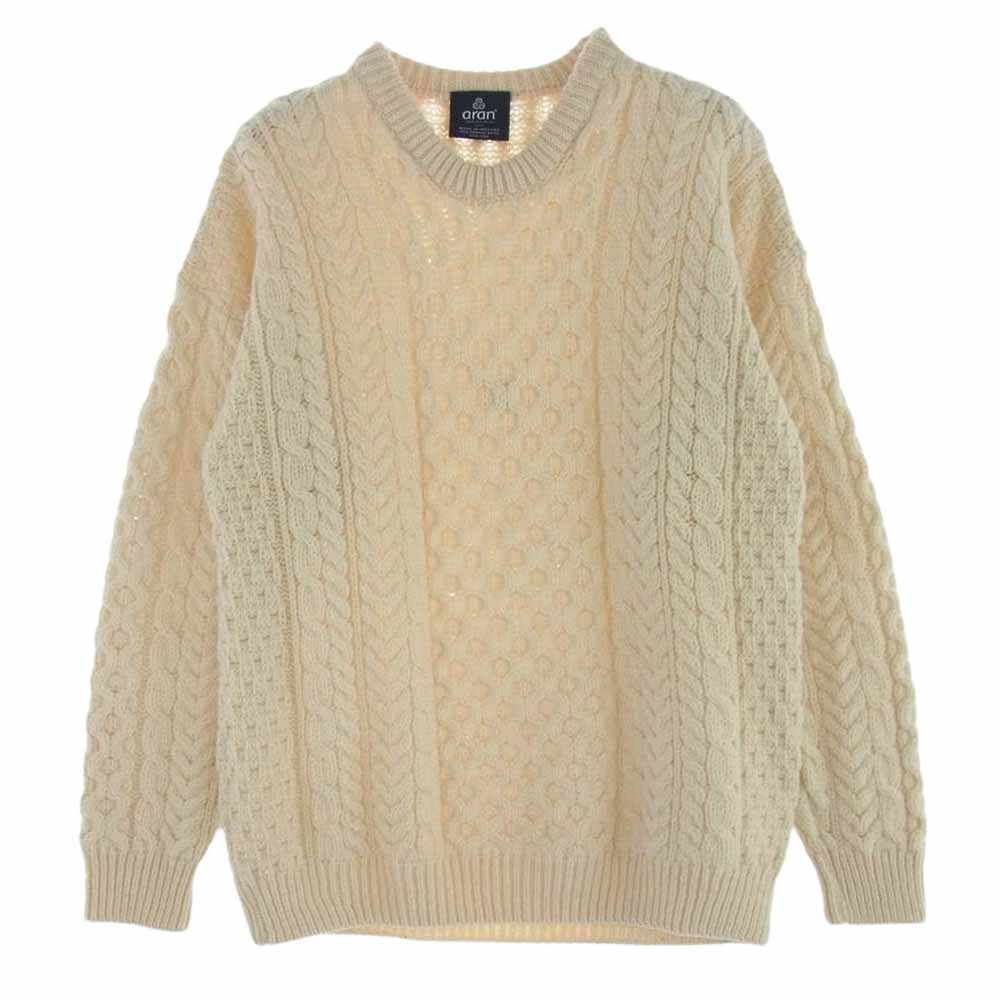 アラン アイルランド製 ローゲージ ウール ニット オフホワイト系 S【中古】