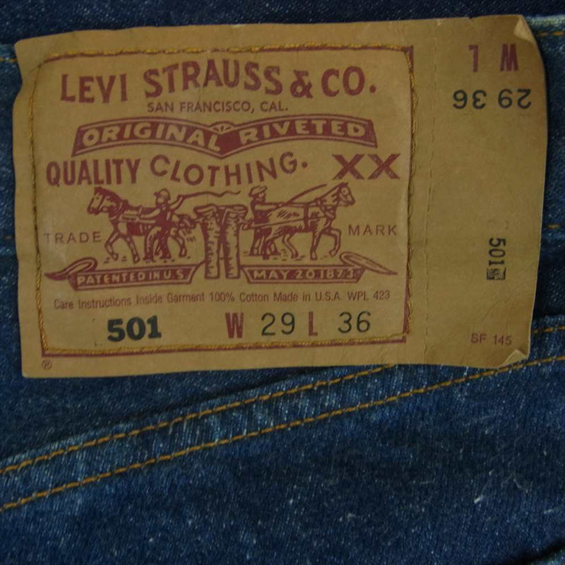 Levi's リーバイス 501-0000 米国製 501 ボタンフライ ストレート デニム パンツ インディゴブルー系 W29 L36【美品】【中古】