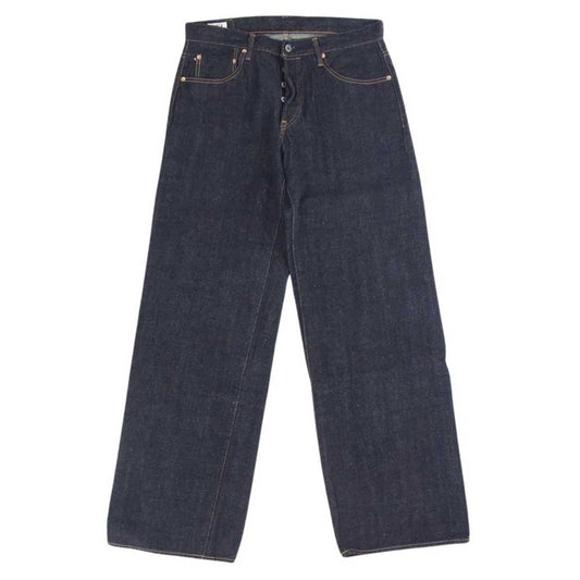 鬼デニム ONI-222 15oz ローテンション ボタンフライ ストレート デニム パンツ インディゴブルー系 34【美品】【中古】