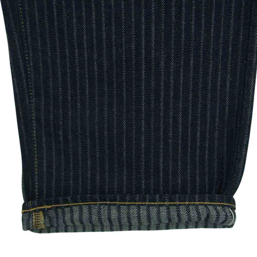 鬼デニム ONI-022-HJS 針抜き ジャガード ストライプ リラックス ストレート デニム パンツ インディゴブルー系 32【美品】【中古】