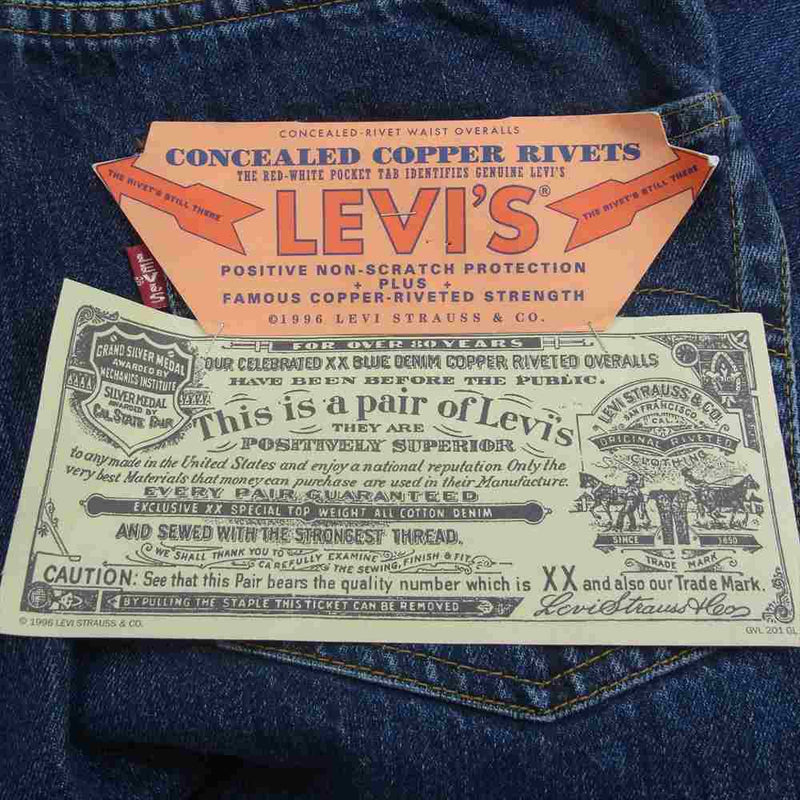 Levi's リーバイス 201-0003 米国製 201 XX 1937年モデル復刻 ボタン裏 555 ボタンフライ ストレート デニム パンツ インディゴブルー系 W31L36【中古】