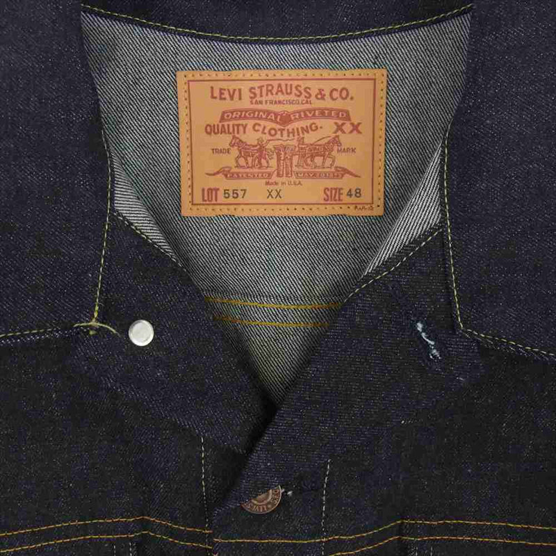 Levi's リーバイス 70557-0006 米国製 LVC 557XX 1962年 3rd モデル 復刻 ヴィンテージ クロージング デニム トラッカー ジャケット インディゴブルー系 48【極上美品】【中古】