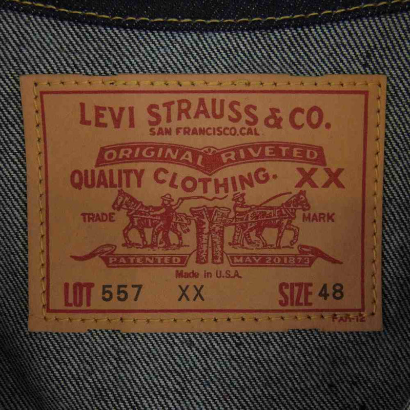 Levi's リーバイス 70557-0006 米国製 LVC 557XX 1962年 3rd モデル 復刻 ヴィンテージ クロージング デニム トラッカー ジャケット インディゴブルー系 48【極上美品】【中古】