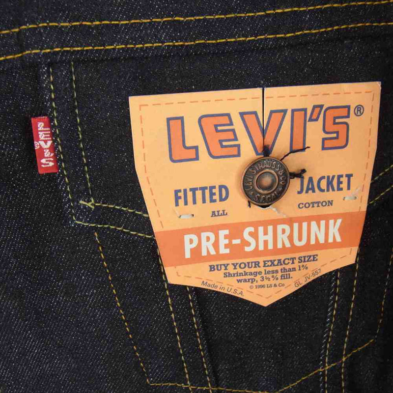 Levi's リーバイス 70557-0006 米国製 LVC 557XX 1962年 3rd モデル 復刻 ヴィンテージ クロージング デニム トラッカー ジャケット インディゴブルー系 48【極上美品】【中古】