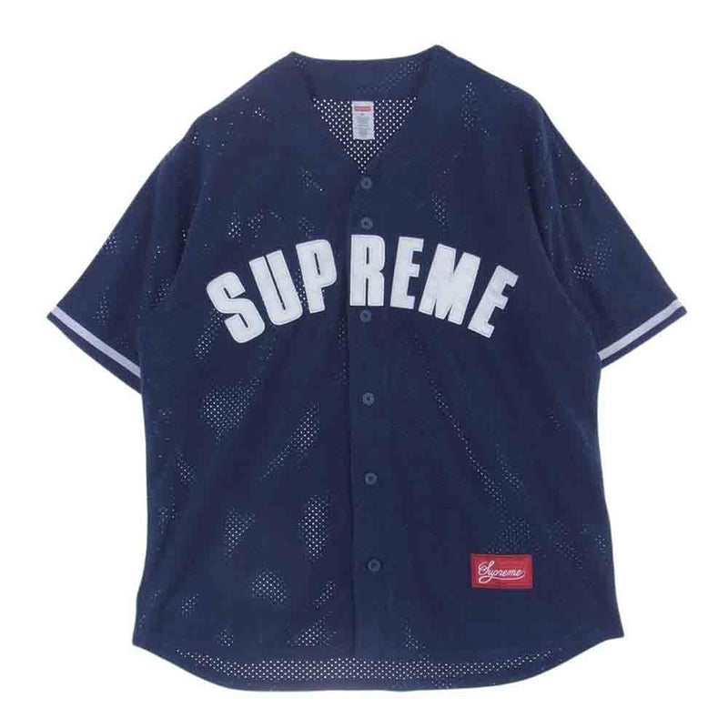 Supreme シュプリーム 24SS Ultrasuede Mesh Baseball Jersey ウルトラ スエード メッシュ ベースボール ジャージ  半袖 カットソー ネイビー系 M【中古】