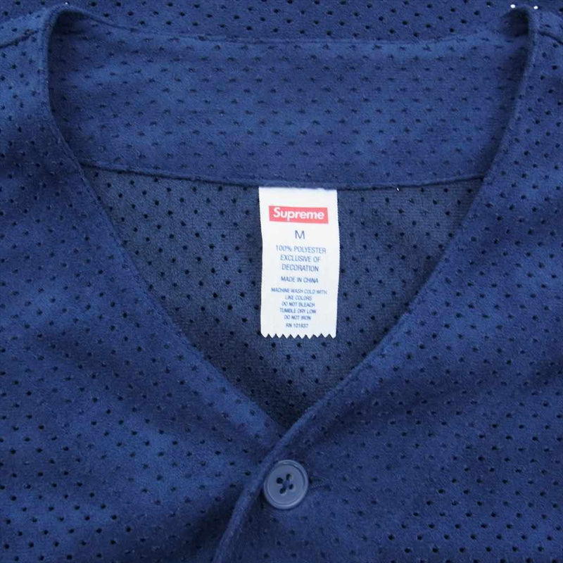 Supreme シュプリーム 24SS Ultrasuede Mesh Baseball Jersey ウルトラ スエード メッシュ ベースボール ジャージ  半袖 カットソー ネイビー系 M【中古】