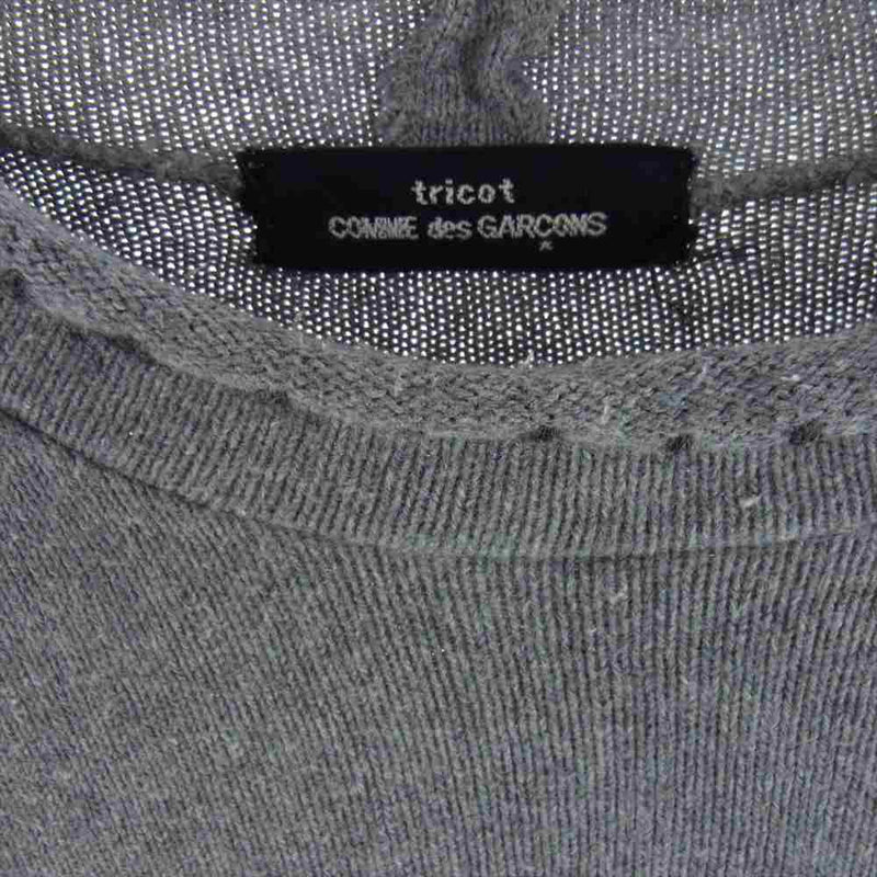 tricot COMME des GARCONS トリココムデギャルソン TT-110220 AD1991 コットン モック ネック 襟 袖 ステッチ デザイン 長袖 ニット グレー系【中古】