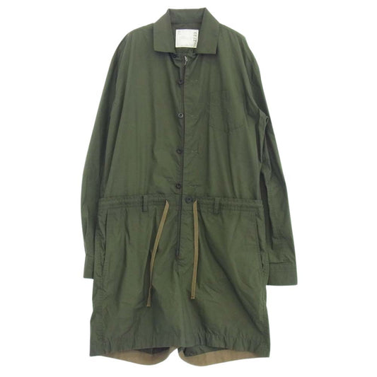 Sacai サカイ  22-02723M Cotton Weather Jumpsuits ジャンプ スーツ オールインワン ハーフパンツ ショーツ カーキ系 2【中古】