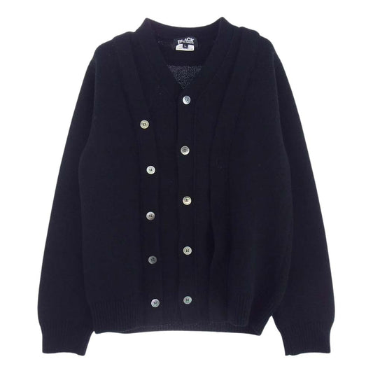 BLACK COMME des GARCONS ブラックコムデギャルソン 1F-N001 Layered Wool Cardigan レイヤード ウール カーディガン  ブラック系 L【中古】