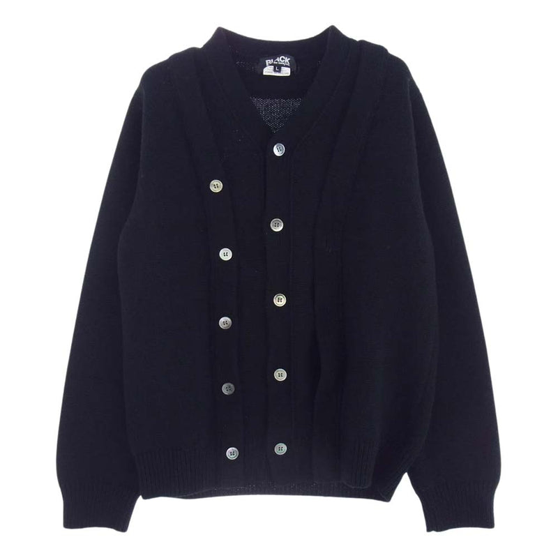 BLACK COMME des GARCONS ブラックコムデギャルソン 1F-N001 Layered Wool Cardigan レイヤード ウール カーディガン  ブラック系 L【中古】