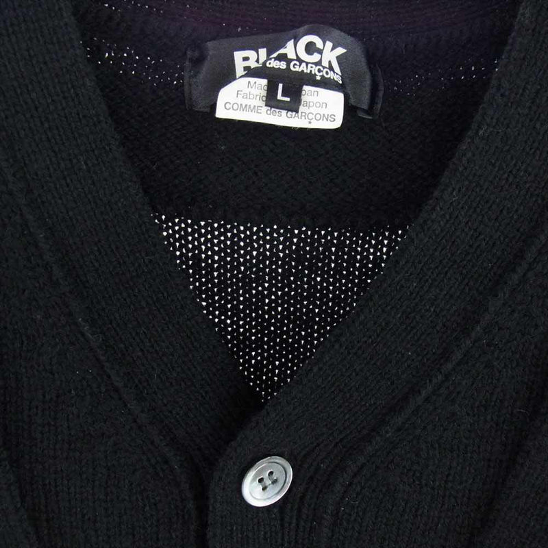 BLACK COMME des GARCONS ブラックコムデギャルソン 1F-N001 Layered Wool Cardigan レイヤード ウール カーディガン  ブラック系 L【中古】