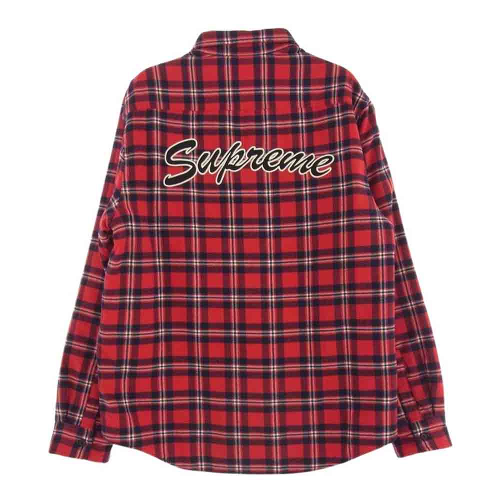 Supreme シュプリーム 19AW Arc Logo Quilted Flannel Shirt アーチロゴ キルティング フランネル チェック シャツ レッド系 M【中古】