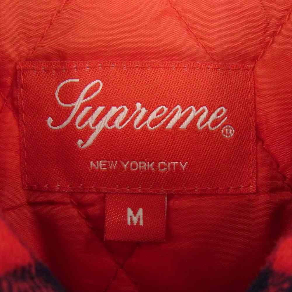 Supreme シュプリーム 19AW Arc Logo Quilted Flannel Shirt アーチロゴ キルティング フランネル チェック シャツ レッド系 M【中古】