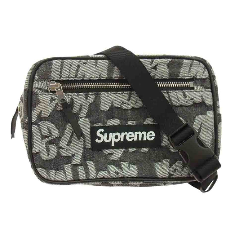 Supreme シュプリーム 22SS Fat Tip Jacquard Denim Waist Bag ファットティップジャガード デニムウエストバッグ ブラック系【中古】