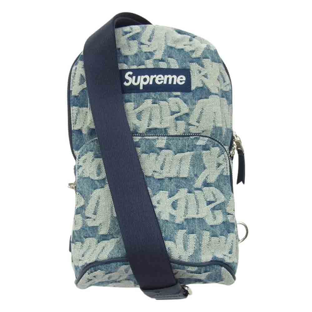 Supreme シュプリーム 22SS Fat Tip Jacquard Denim Sling Bag ファット ティップ ジャカード デニム スリング バッグ  インディゴブルー系【中古】