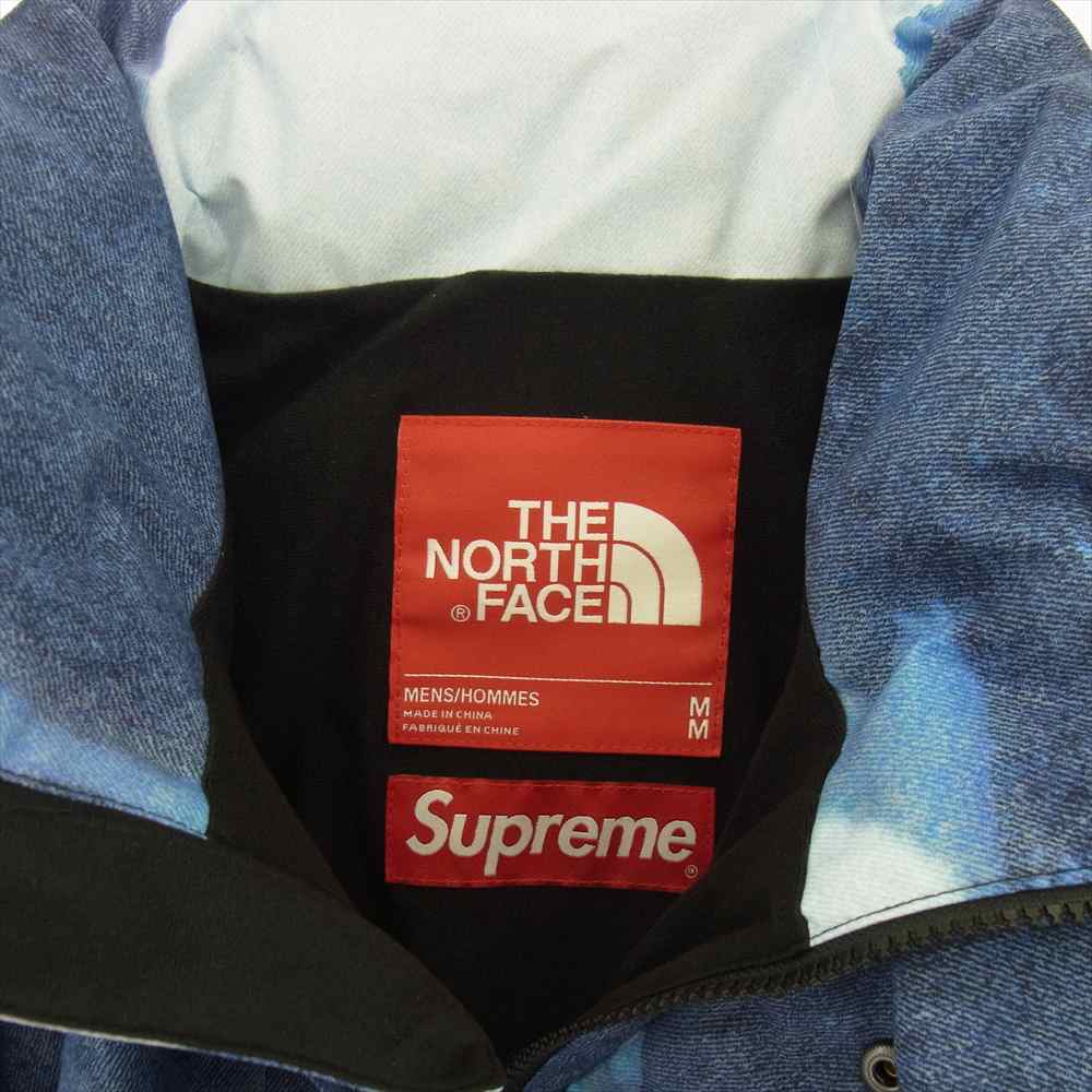 Supreme シュプリーム × THE NORTH FACE ノースフェイス 21AW NP52100I Bleached Denim Print Mountain Jacket ブリーチ デニム プリント マウンテンジャケット パーカー M ブルー系 M【中古】