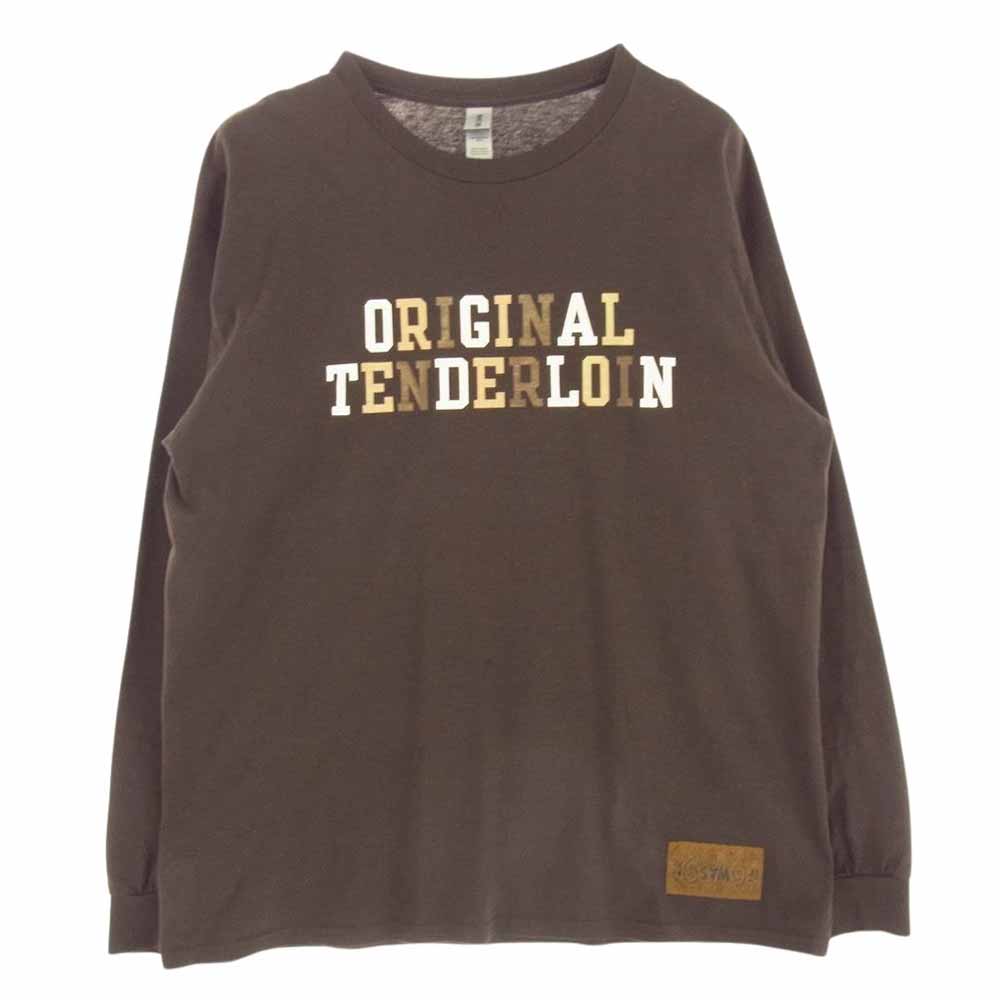 TENDERLOIN テンダーロイン 22SS LONG SLEEVE TEE 2A バックプリント ボルネオスカル ロゴ クルーネック ロングスリーブ Tシャツ 半袖 ブラウン系 L【中古】