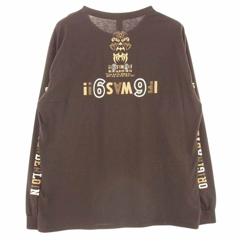 TENDERLOIN テンダーロイン 22SS LONG SLEEVE TEE 2A バックプリント ボルネオスカル ロゴ クルーネック ロングスリーブ Tシャツ 半袖 ブラウン系 L【中古】