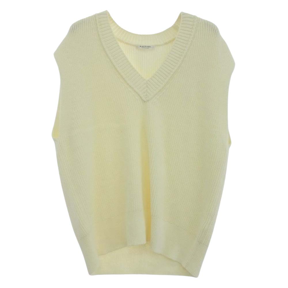 MACPHEE マカフィー 12-02-11-02704 コットンナイロンリリヤーン Vネック ニット ベスト ホワイト系 S【中古】