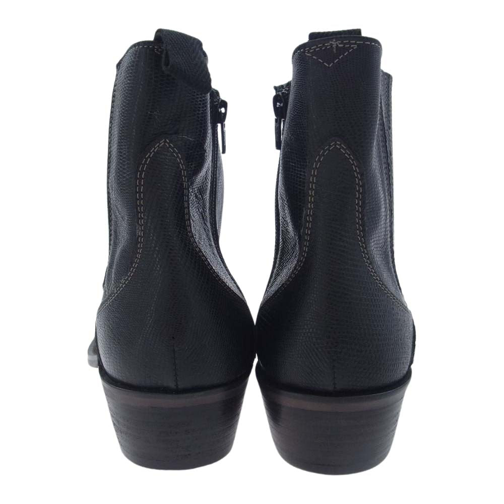 トラッカーズ ジップ アップ レザー ハラコ ブーツ ブラック系 8【中古】