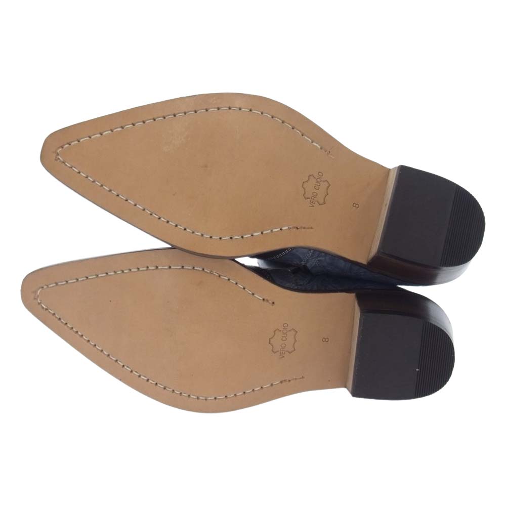 トラッカーズ 2トーンカラー ジップ アップ レザー ウエスタン ブーツ ネイビー系 ブルー系 8【中古】