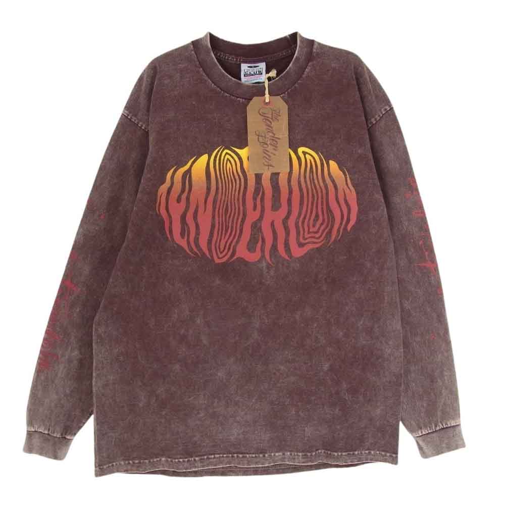 TENDERLOIN テンダーロイン T-TEE L/S ACID WASH G アシッド ウォッシュ加工 Ｔシャツ 長袖 カットソー ブラウン系 L【中古】