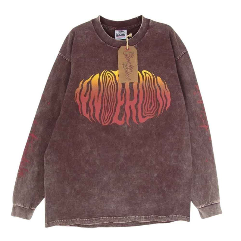 TENDERLOIN テンダーロイン T-TEE L/S ACID WASH G アシッド ウォッシュ加工 Ｔシャツ 長袖 カットソー ブラウン系 L【中古】