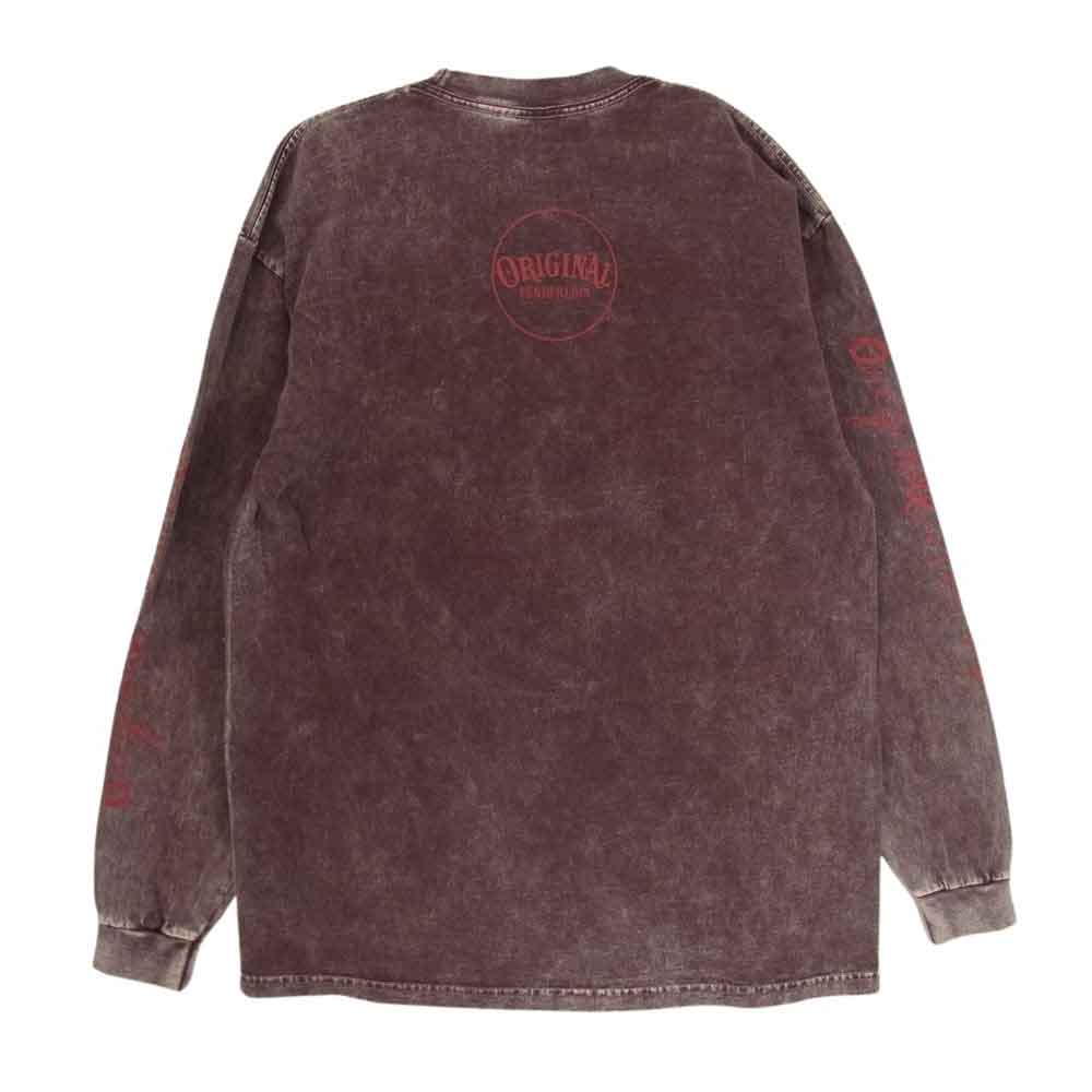 TENDERLOIN テンダーロイン T-TEE L/S ACID WASH G アシッド ウォッシュ加工 Ｔシャツ 長袖 カットソー ブラウン系 L【中古】