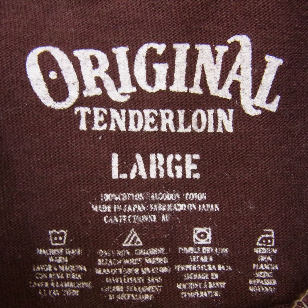 TENDERLOIN テンダーロイン T-TEE L/S ACID WASH G アシッド ウォッシュ加工 Ｔシャツ 長袖 カットソー ブラウン系 L【中古】