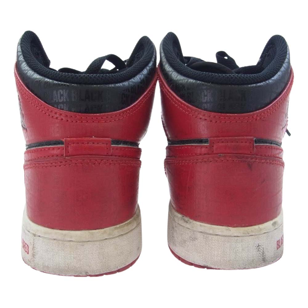 NIKE AIR JORDAN ナイキ ジョーダン DM9650-001 GS Air Jordan 1 Mid Bred AJ1 エアジョーダン ミッド ブレッド スニーカー ブラック系 レッド系 24cm【中古】