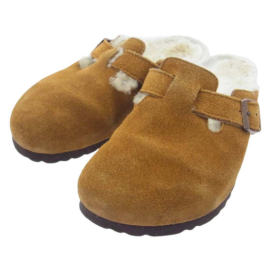 BIRKENSTOCK ビルケンシュトック スエード ボストンファー サンダル ブラウン系 37【中古】