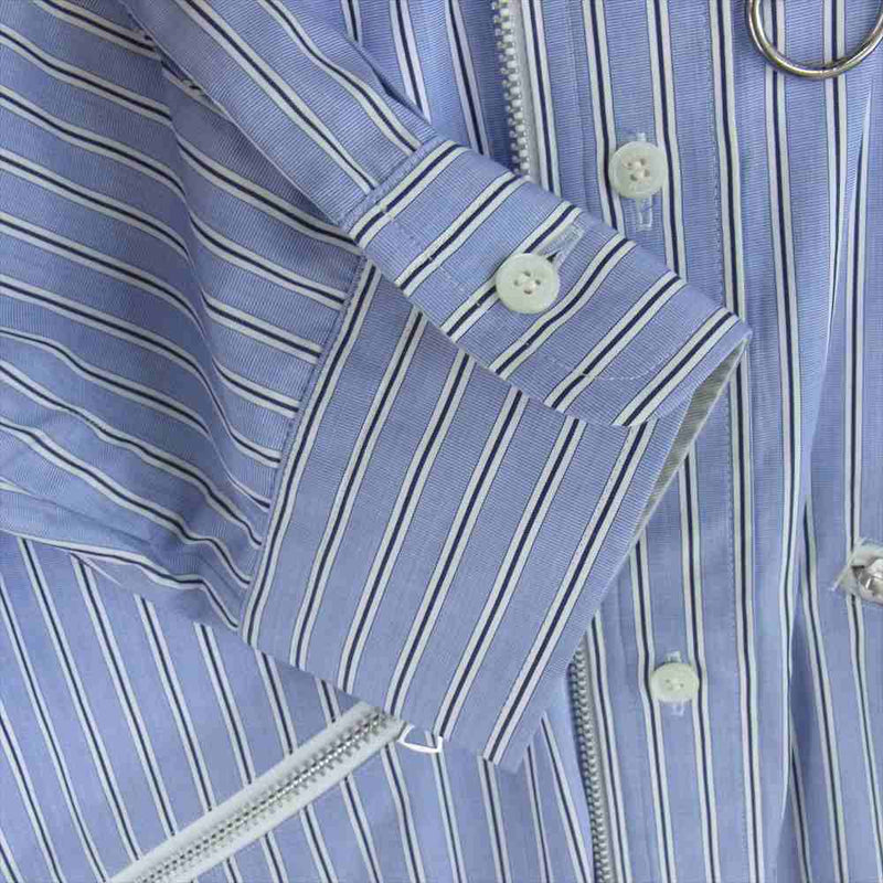 Sacai サカイ 23AW 23-03171M Thomas Mason Cotton Poplin L S Shirt トーマスメイソン コットンポプリン ジップアップ ストライプ シャツ ブルー系 3【新古品】【未使用】【中古】