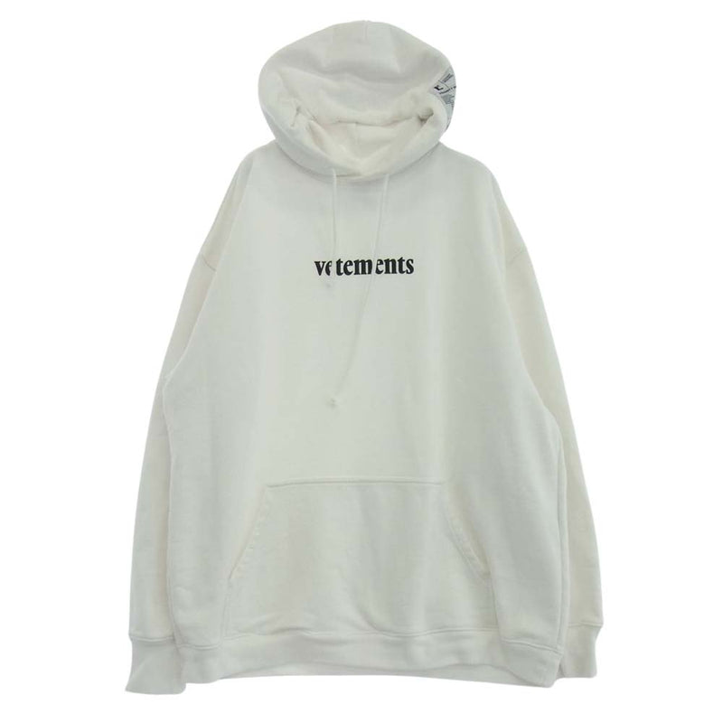 VETEMENTS ヴェトモン Logo Hoodie フードデリバリーラベル ロゴプリント プル オーバースウェット パーカー フーディ ホワイト系 M【中古】