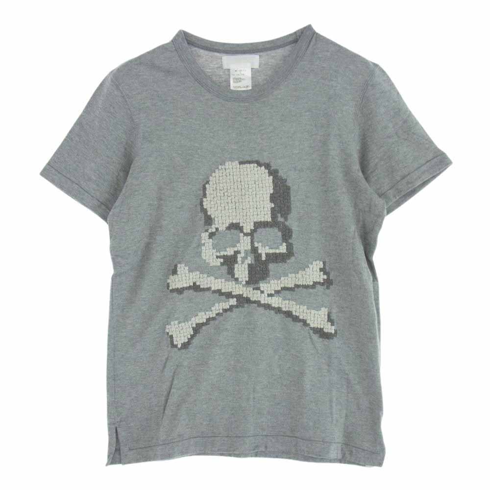 mastermind JAPAN マスターマインドジャパン 10AW MX-TS34-016 evermore期 スカル編み込み フロント刺繍 クルーネック 半袖 Tシャツ グレー系 S【中古】