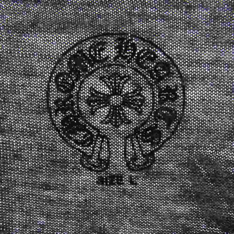 CHROME HEARTS クロムハーツ（原本無） バックスクロールラベル スタークロスプリント メランジ Vネック 半袖 Tシャツ グレー系 L【中古】