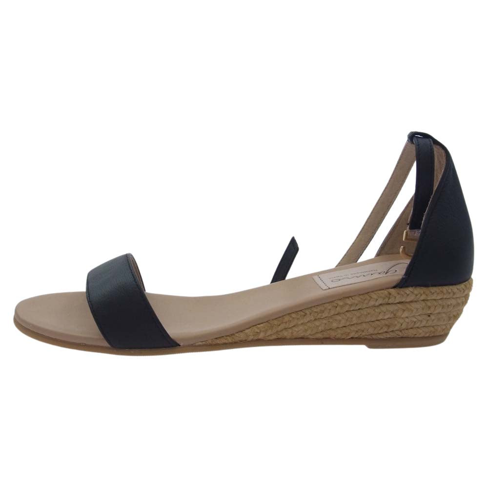 ガイモ ベルト ウェッジソール レザー サンダル ブラック系 38【極上美品】【中古】