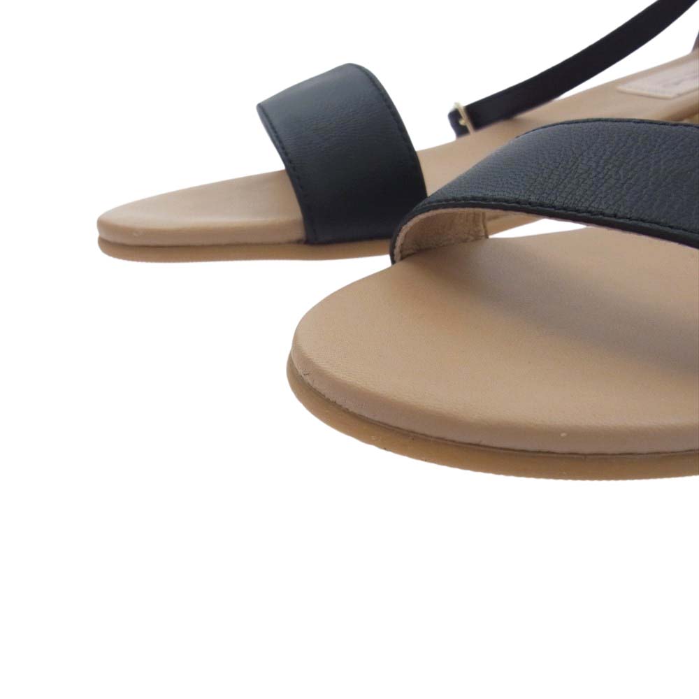 ガイモ ベルト ウェッジソール レザー サンダル ブラック系 38【極上美品】【中古】