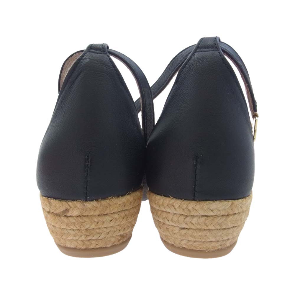 ガイモ ベルト ウェッジソール レザー サンダル ブラック系 38【極上美品】【中古】