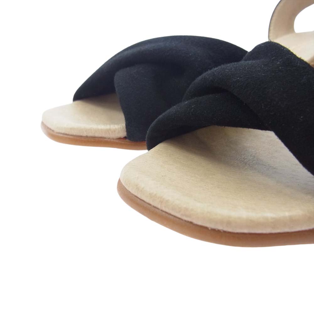 ガイモ ベルト クロスリボンモチーフ ウェッジソール レザー サンダル 38【極上美品】【中古】