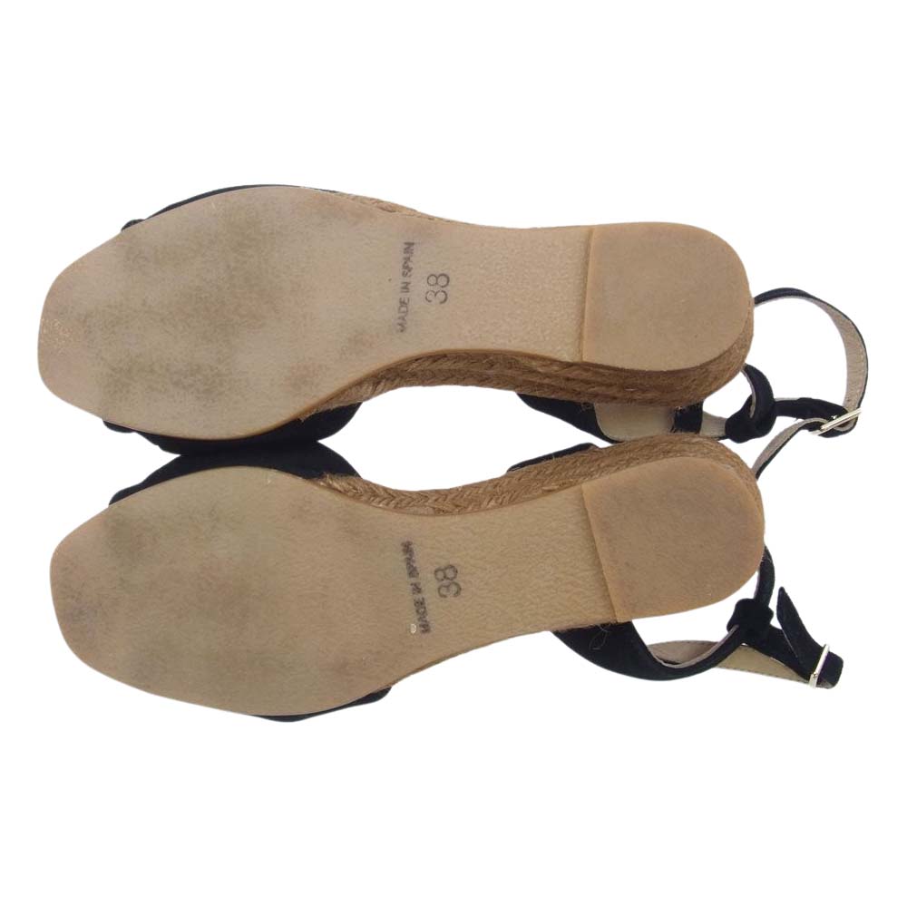 ガイモ ベルト クロスリボンモチーフ ウェッジソール レザー サンダル 38【極上美品】【中古】