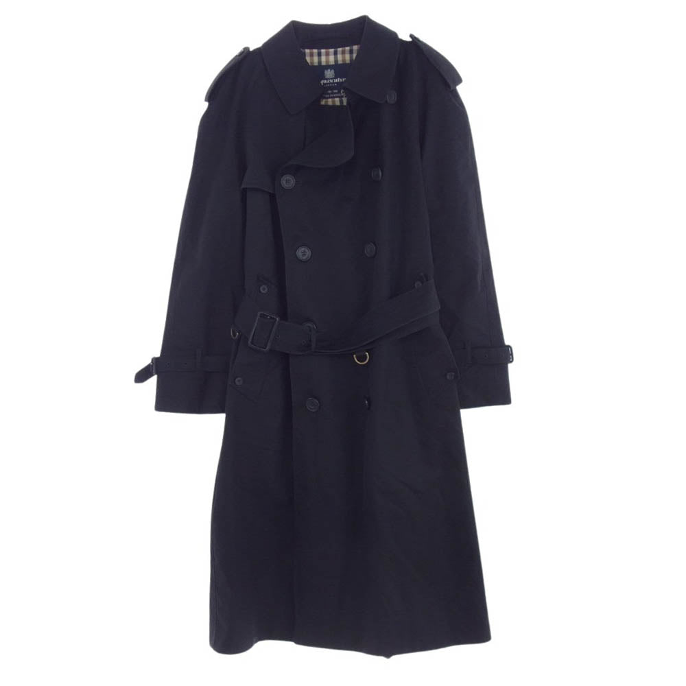 Aquascutum アクアスキュータム A2252202-99 英国製 トレンチ コート ブラック系 38【中古】