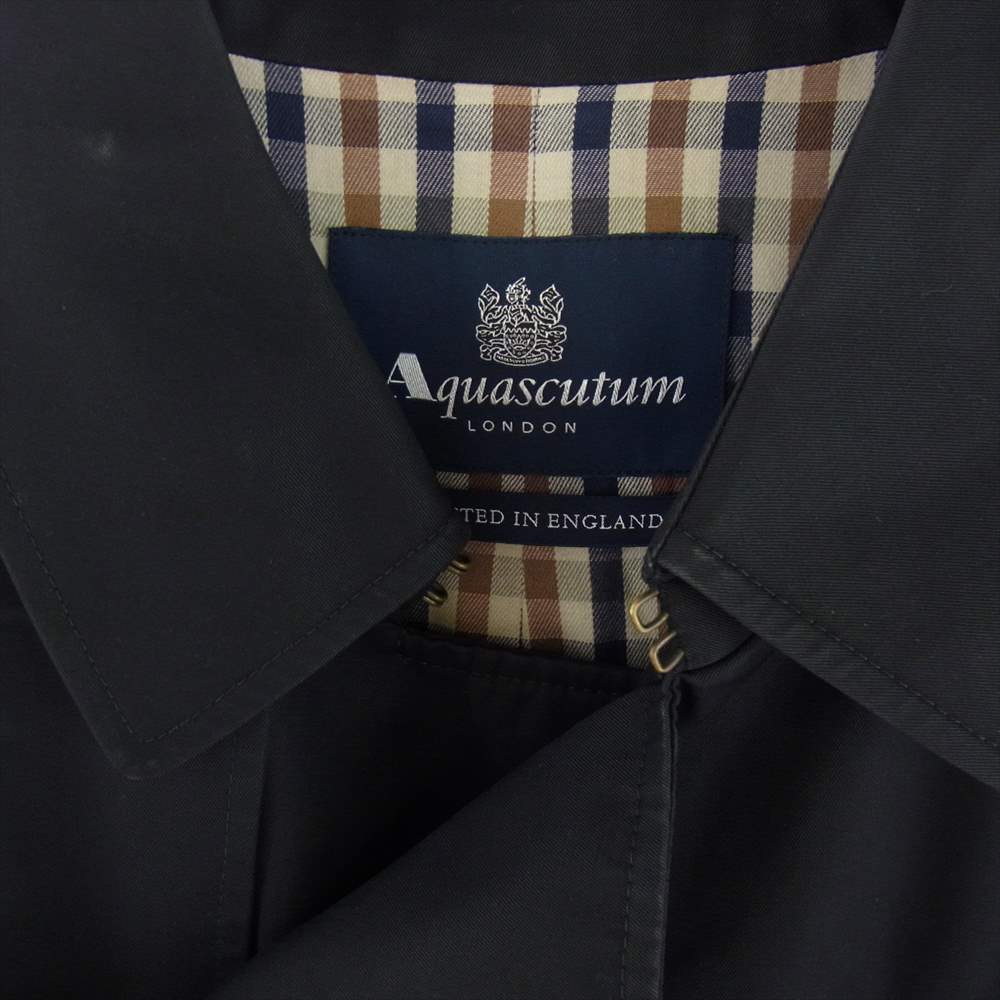 Aquascutum アクアスキュータム A2252202-99 英国製 トレンチ コート ブラック系 38【中古】