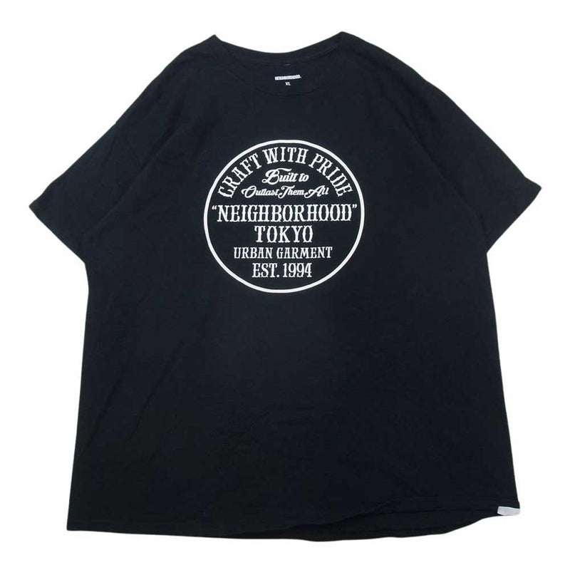 NEIGHBORHOOD ネイバーフッド ロゴプリント 半袖 クルーネック Tシャツ ブラック系 XL【中古】