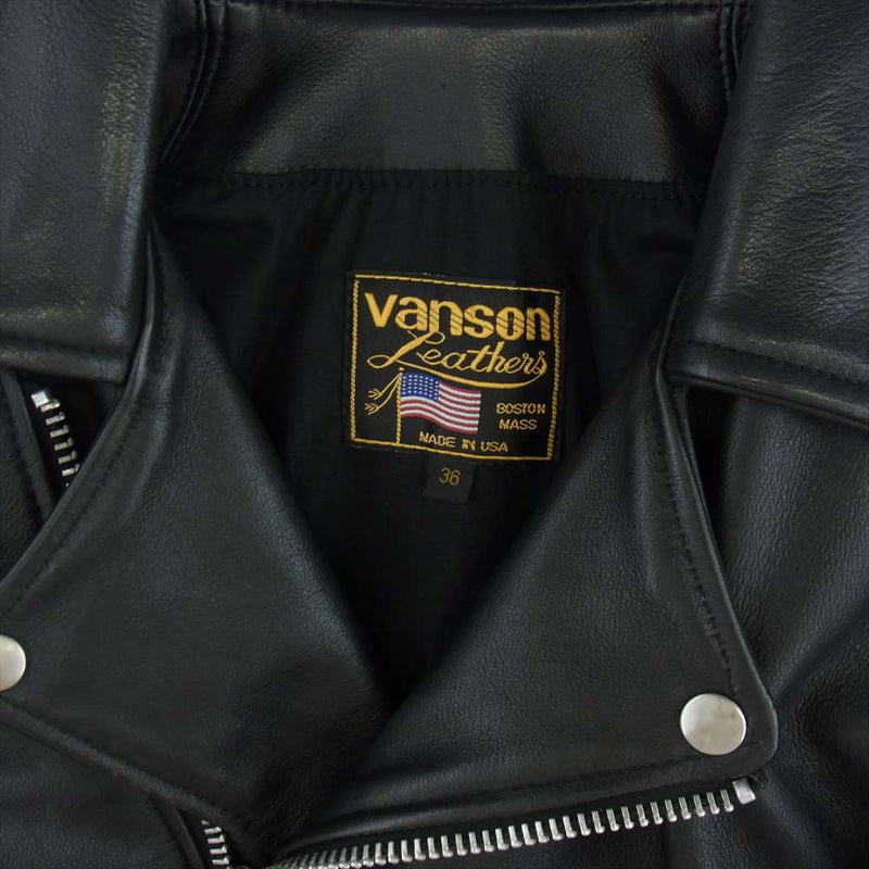 VANSON バンソン C2 別注 ダブルライダース スリムフィット ソフト カウレザー ジャケット ブラック系 36【中古】