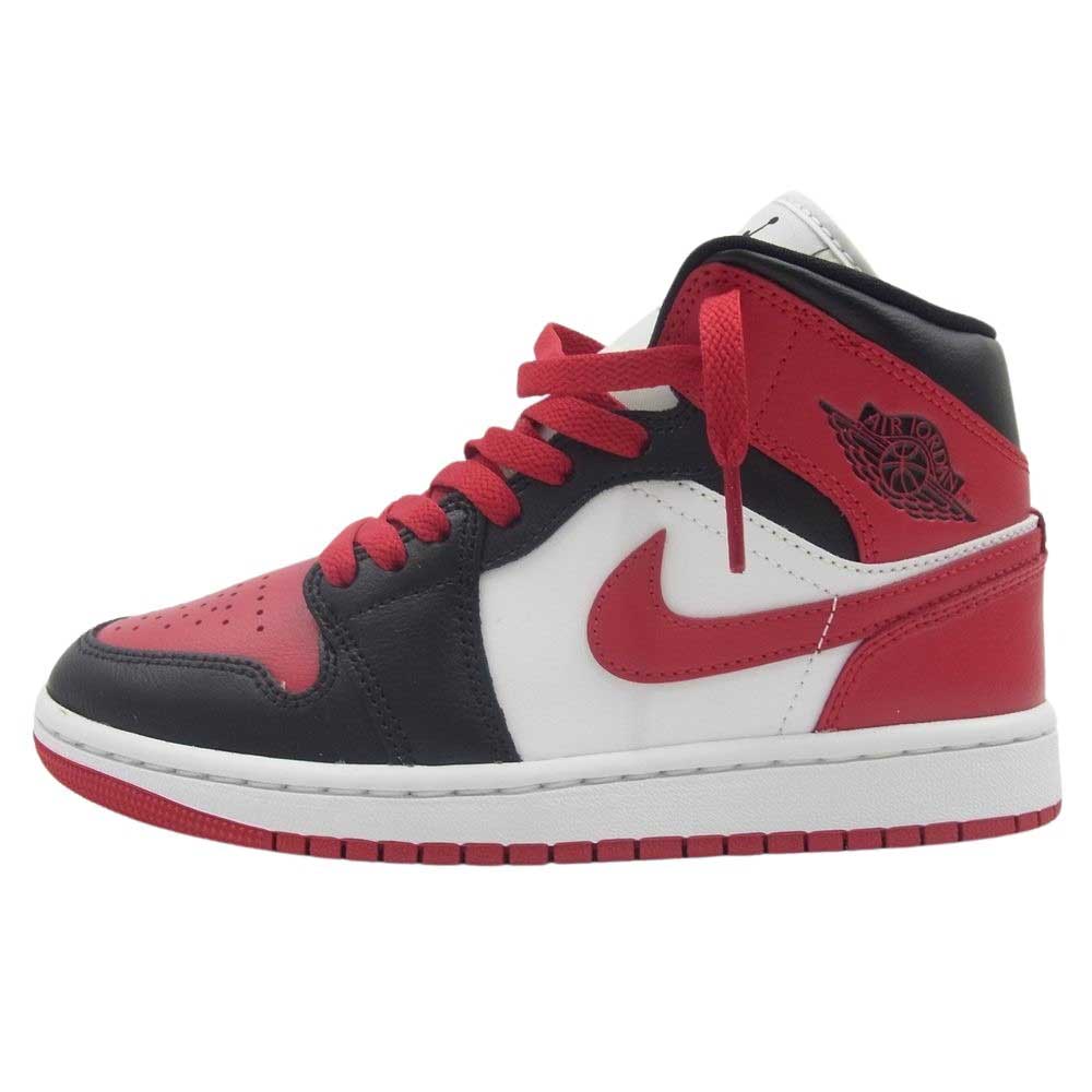 NIKE AIR JORDAN ナイキ ジョーダン BQ6472-079 Womens AJ 1 Mid Bred Toe ウィメンズ エアジョーダン1 ミッド ブレッド トゥ スニーカー ブラック系 レッド系 ホワイト系 23cm【美品】【中古】