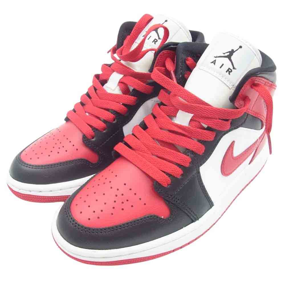 NIKE AIR JORDAN ナイキ ジョーダン BQ6472-079 Womens AJ 1 Mid Bred Toe ウィメンズ エアジョーダン1 ミッド ブレッド トゥ スニーカー ブラック系 レッド系 ホワイト系 23cm【美品】【中古】